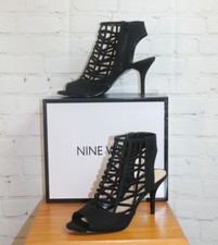 MC ~ NIB ~ NINE WEST Galford Zip Heel Black Caged Dress Shoe Sz 10M $100