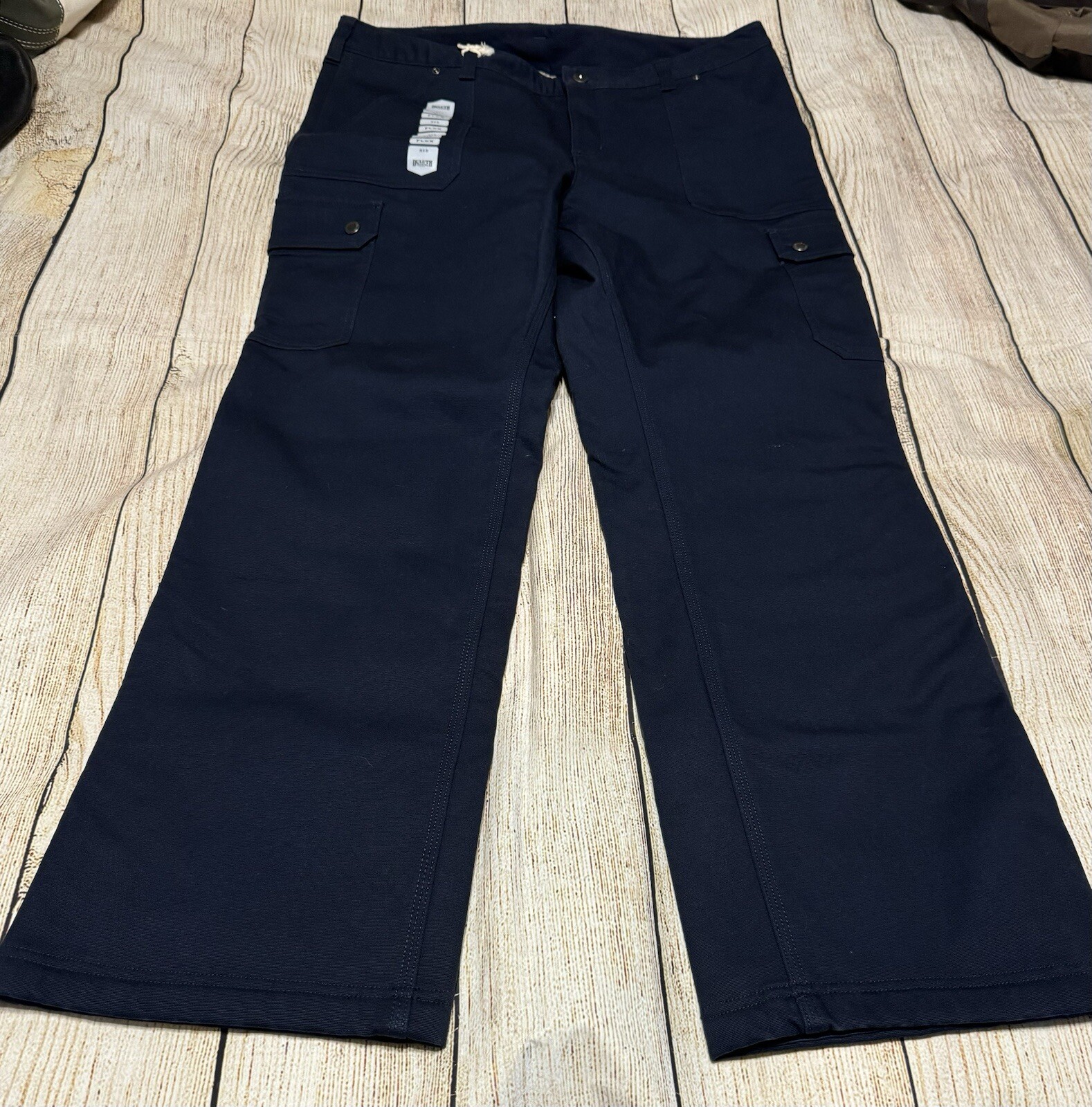 Duluth Wmns Flex Fire Hose Fleece Lined Navy Blue Pants Cargo 16 x 31 NWT Tub2