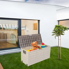 LEADZM 75 Gal UV Resistant Resin Deck Box Outdoor Storage Box