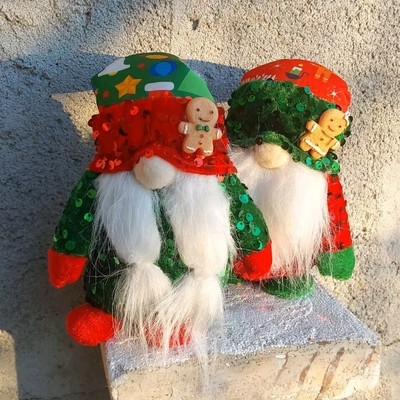 Bean Bag Christmas Gnomes Set of 2 Hims and Hers Sequined Harth Squatters 11''