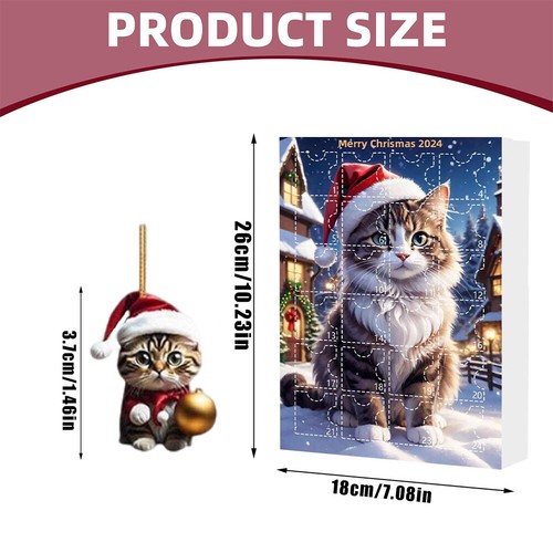 Cute Christmas Advent Calendar Christmas Tree Cat Pendant Cat Ornament Calendar  - Bild 6 von 27