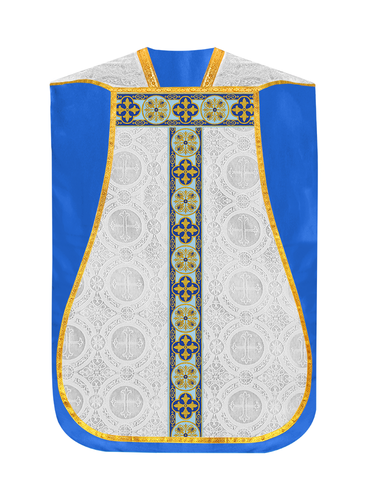 Traditional Roman Chasuble with Marian Embroidery - Priest Vestments for Mass - Picture 2 of 3