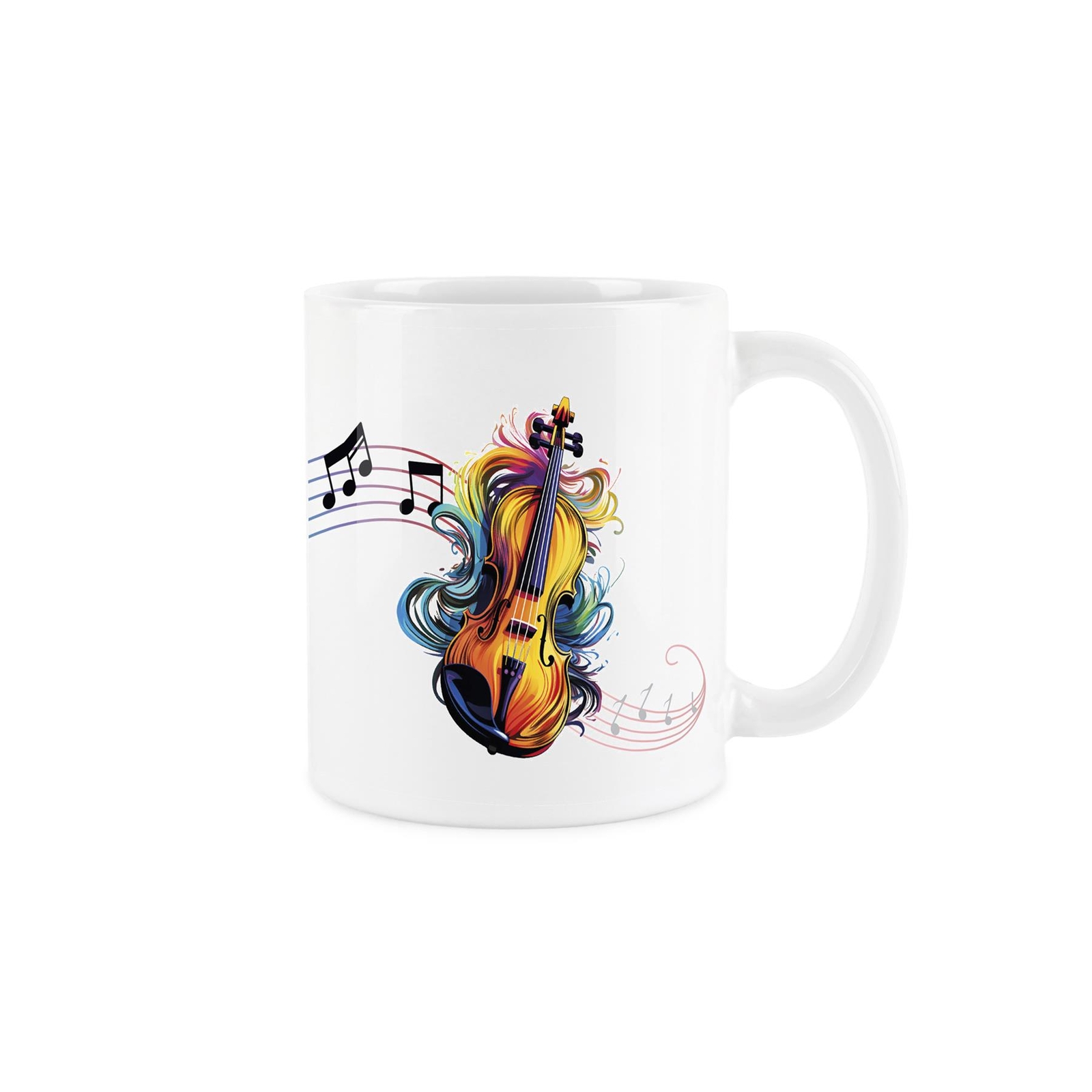 Violin Mug - Colourful Abstract Musical Themed Gift Ceramic Tea/Coffee Cup