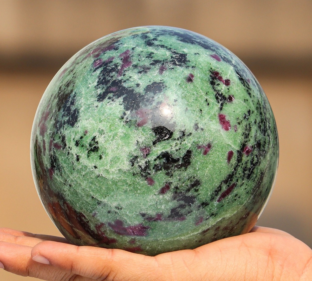 125MM Ruby Zoisite Anyolite Crystal Healing Energy Metaphysical