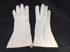 Women's Gloves White Lady Gay Elegant Vintage Nylon Sewn Gloves Size 7