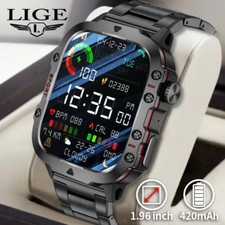 LIGE 2024 SOS Bluetooth Call Smartwatch 3ATM Waterproof Military Outdoor Sports