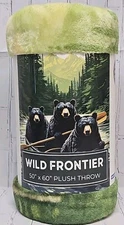 WILD FRONTIER WILDERNESS BEARS PLUSH THROW 50"X 60" Bear Family Soft Polyester