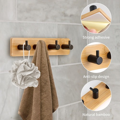 4 Pack Wood Wall Hooks Coat Hooks Wall Mounted Rustic Wooden Hooks Hanging Ba... - Picture 3 of 6