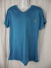 BNWT Girls Size 10 Aqua Blue Sports Ltd Short Sleeve V Neck Sports Athletics Top