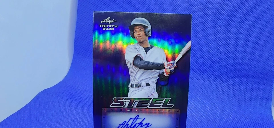 ANTONY PEGUERO 2023 LEAF TRINITY STEEL BLUE AUTOGRAPH AUTO # 7/10 - Image 3 of 4