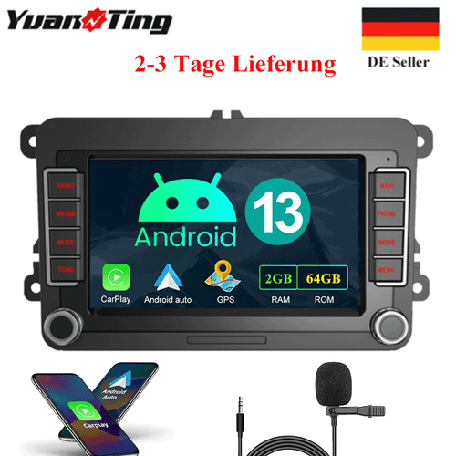 7" Für VW GOLF MK5 MK6 Wireless Carplay Android 13 Autoradio GPS NAVI DAB+FM 64G - Bild 1 von 18