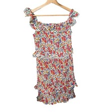 ASTR THE LABEL Isabel Floral Smocked Lace Off The Shoulder Dress Womens Large
