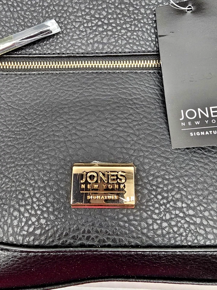 Bolso de mano Jones New York para mujer de cuero negro con bolsillos interiores asas dobles Foto 3 de 4