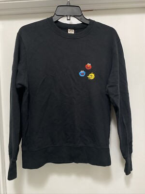Uniqlo x Kaws x Sesame Street Embroidered Black Sweatshirt Elmo Unisex Size XS