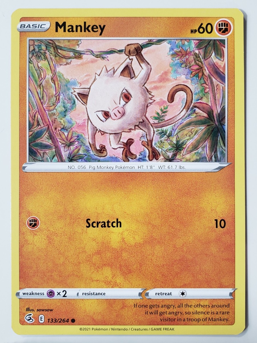 Mankey 133/264 - NM / M - Fusion Strike Pokemon Card - sowsow Art