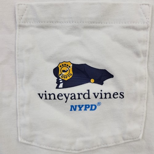 Vineyard Vines NYPD Shirt Boys Large 16 Kids Graphic Pocket Police Short Sleeve - Picture 4 of 8