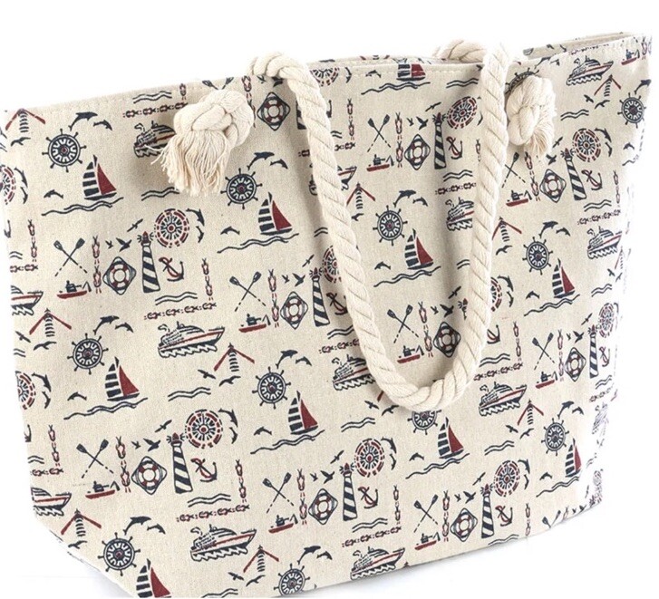 Seaside Printed Tote Bag for Beach Towel & Essentials  