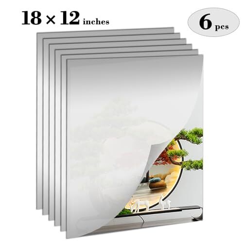 Wall Mirror Tiles pcs Self Adhesive Acrylic Full Length Mirror 18'' x 12'' 6 - Picture 4 of 7