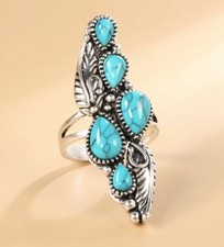 Silver Plated Turquoise Color Stone Ring