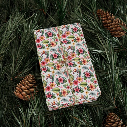 Cats and Flowers Wrapping Paper Matte Finish, Gift Wrap, Birthday - Picture 18 of 19