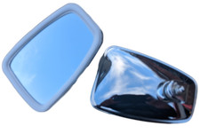 vespa lambretta polished stainless steel stadium mirror heads x2 square