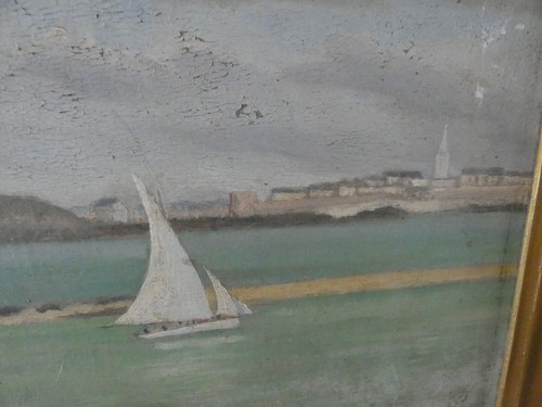 St Malo en 1919 huile sur panneau signé J. Python art déco - Afbeelding 4 van 10