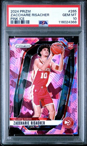 2024-25 Prizm PSA 10 Zaccharie Risacher Pink Ice Rookie RC