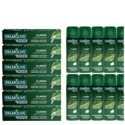 16tlg. Mega-Set | Palmolive Rasierschaum Mousse & Rasiercreme mit Palm-Extrakt