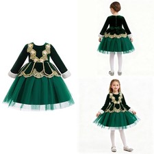 Kids Girls Dress Party Dancewear Holiday Costumes Mesh Gown Ballet Pageant Tutu
