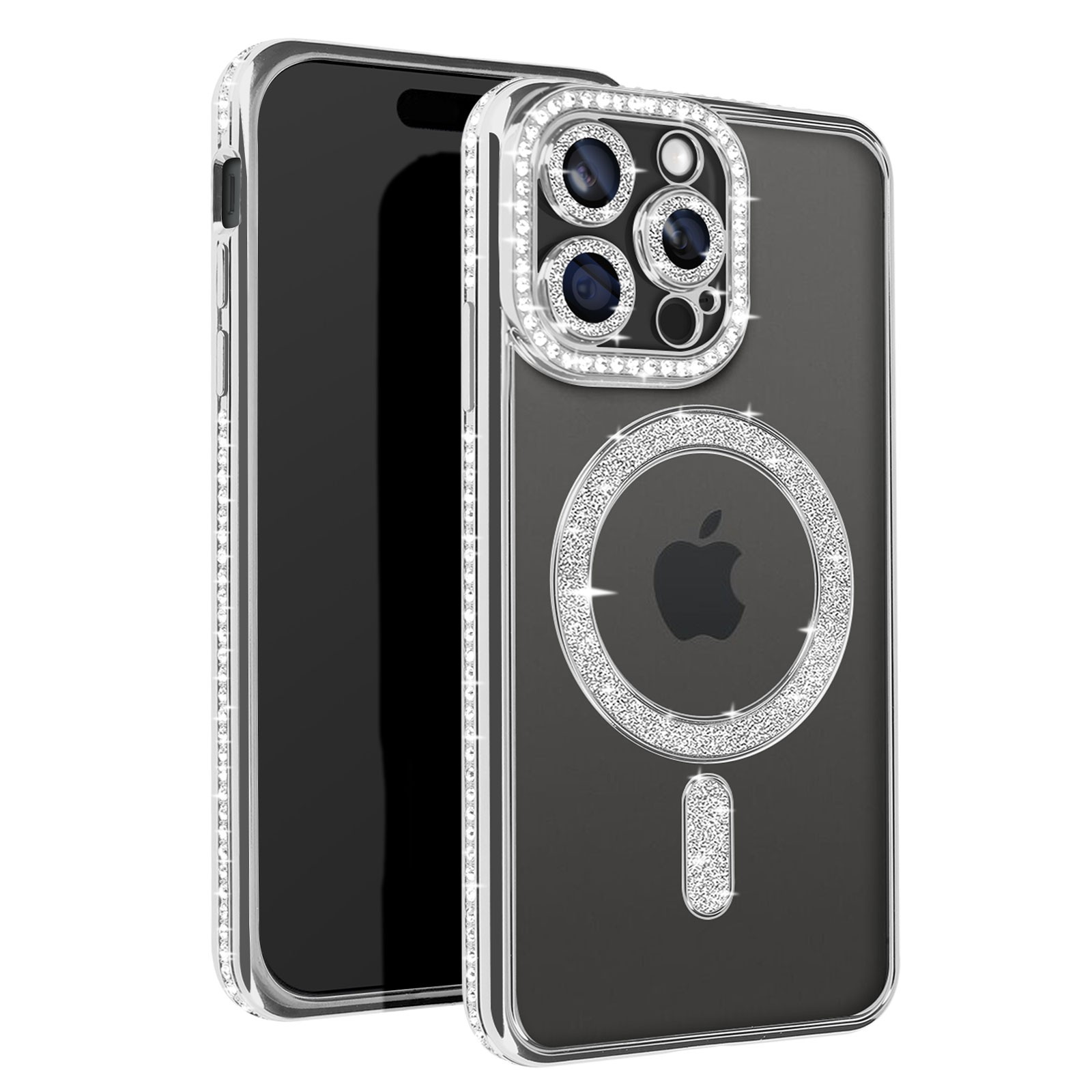Protection iPhone 15 Pro Avizar contre les chocs au quotidien couleur argenté