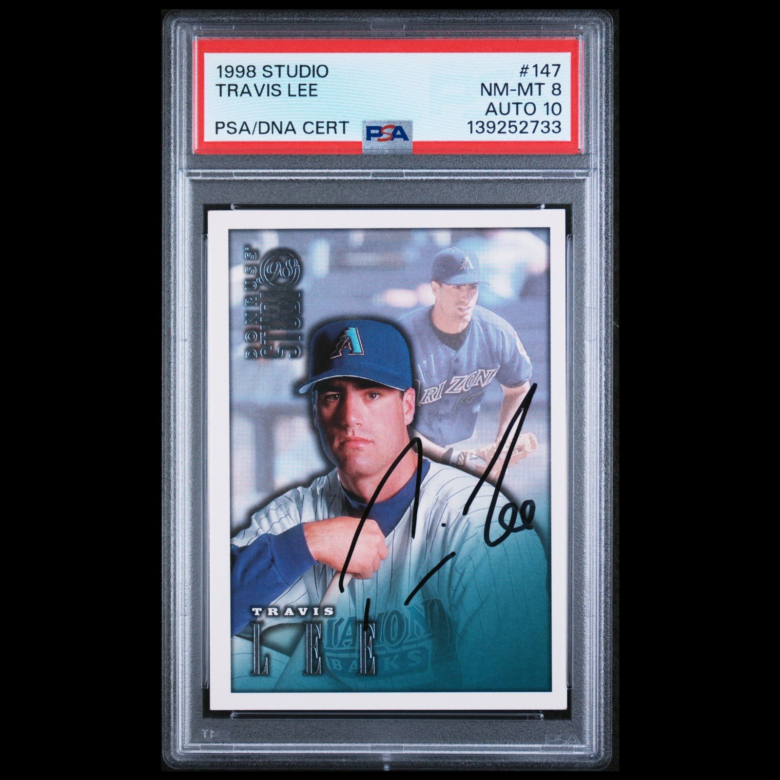 1998 Donruss Studio Travis Lee RC #147 PSA 8 AUTO 10 Diamondbacks Rookie🔥🔥
