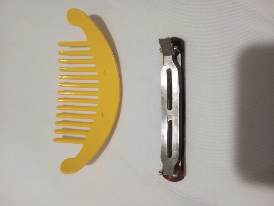 Винтажная заколка Goody Stay Tight черепаховый панцирь/желтая расческа-клипса - Изображение 3 из 4