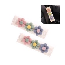 2 PCS Car Seat Belt Cover Pads, Cute Flower Safety Seatbelt Covers Cushion, 9...
