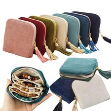 Travel Jewelry Pouch with Zipper Satin Lined Jewelry Organizer Storage Bag