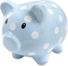 Large Ceramic Piggy Bank for Boys and Girls, Kids Money and Coin Bank, Perfect B