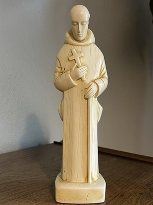 Vintage religious statue from Artisanat des Monastères de Bethléem. Saint Monk