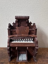 Caja de música nocturna silenciosa órgano bomba madera miniatura vintage casa de muñecas sello de Ohio