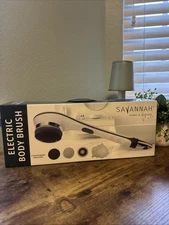 NIB Savannah Body Brush 4 Spinning Attachments Waterproof Portable Hand Held