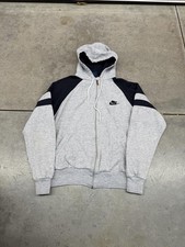 vintage nike grey and black made in usa zip up hoodie size large HAS STAIN