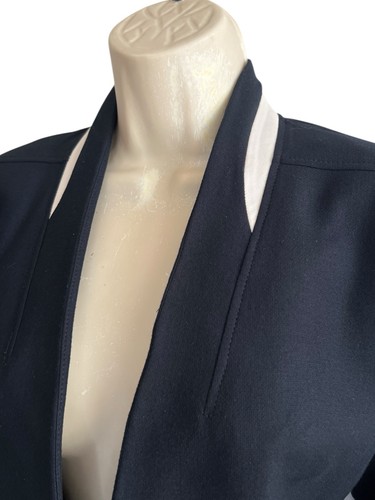 Blazer Helmut Lang Talla 12 Negro Cuero Blanco Cuello Detalle Lana Rayón Hecho en EE. UU. - Imagen 8 de 13