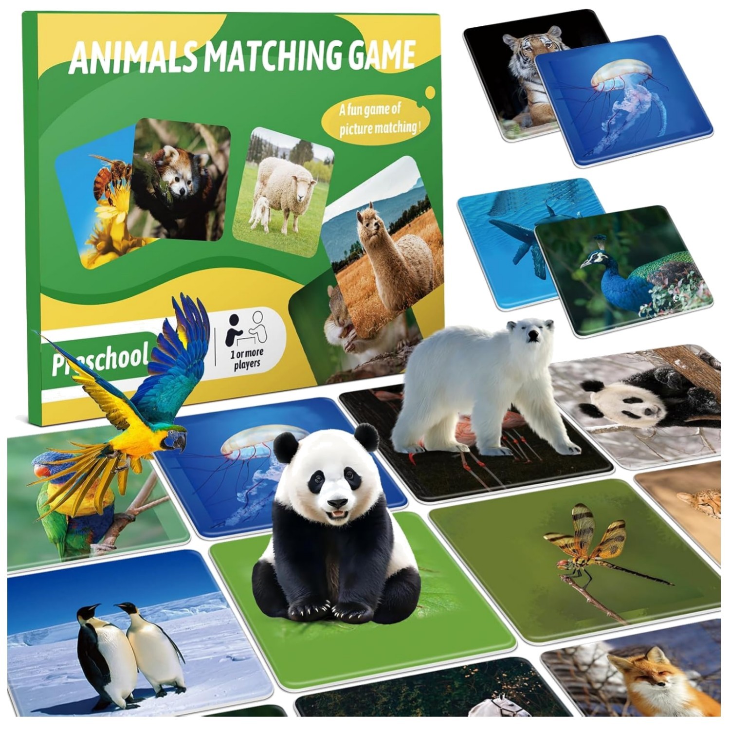 Memory Tiere Spiel Kinder Erwachsene 120 Karten Tierbilder Gesellschaftsspiel