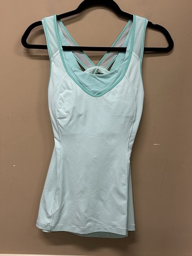 Lululemon Super Sport Tank Größe 6 Sea Mist Wee Stripe Menthol - Bild 1 von 7