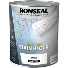 Ronseal One Coat Stain Block White 750ml Permanent Cover Grease Nicotine Paint