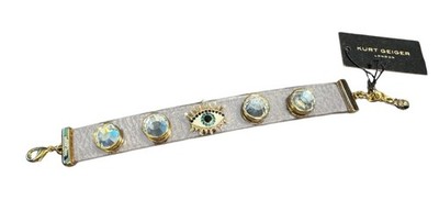 Kurt Geiger Clear and Gold Evil Eye Charm Bracelet - New with Tags