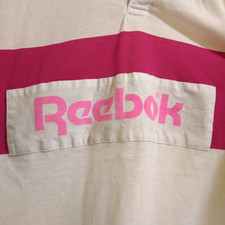 Vintage USA 1990s Reebok Rugby Shirt Polo Pink Spell Out - Sz Medium