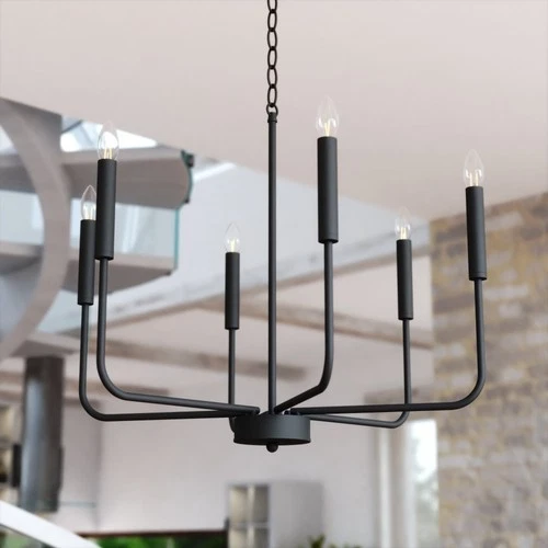 Vaxcel Lighting H0297 6 Light 26"W Taper Candle Style Chandelier - Black - Picture 11 of 11