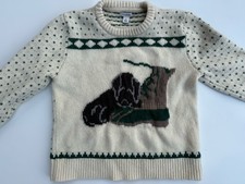 Vintage LL Bean Sweater Boys Size M 8/10 100 Lamb  s Wool Preppy Puppy Boot