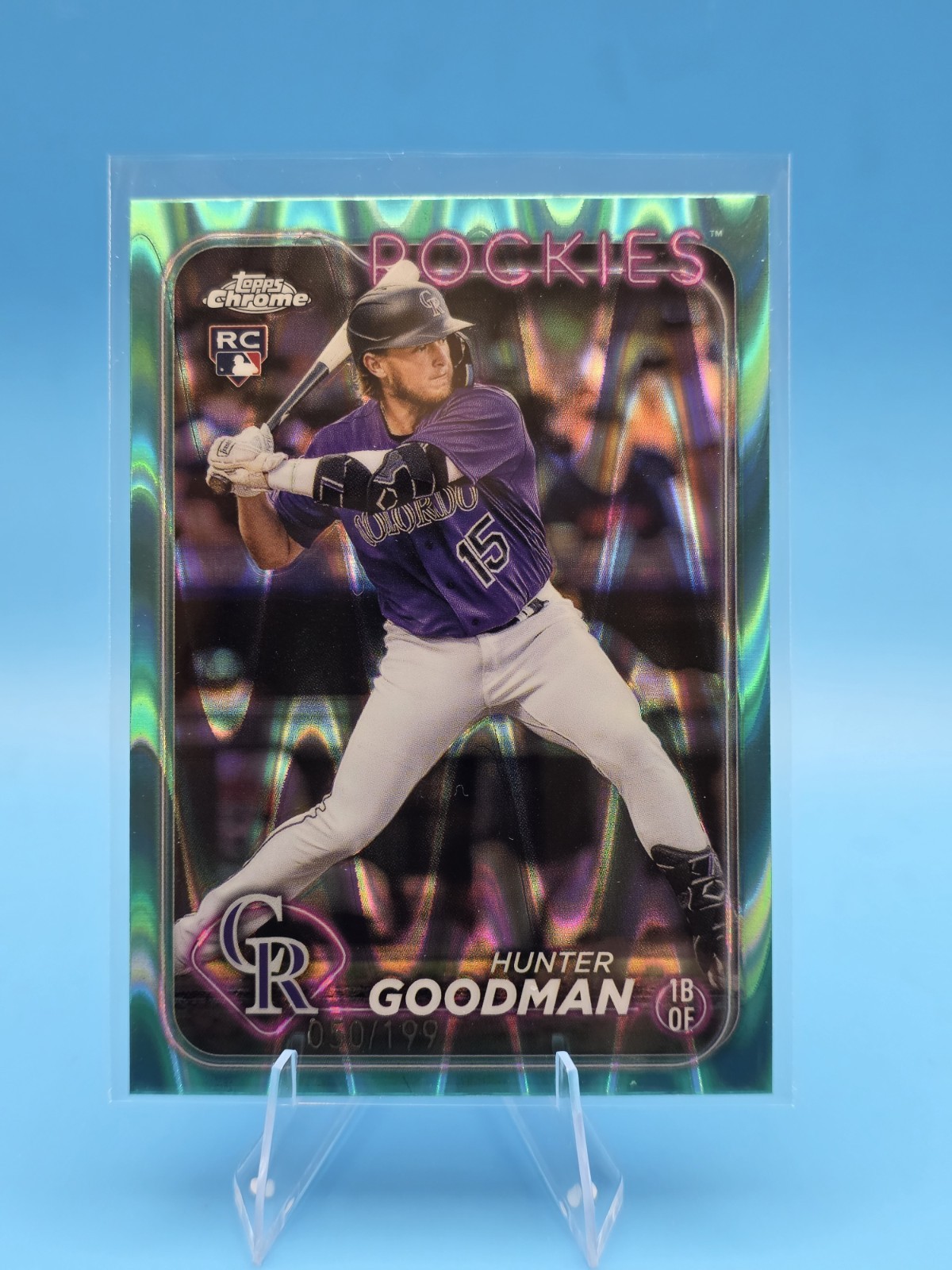 2024 Topps Chrome - Hunter Goodman #99 Aqua Raywave Refractor 50/199 (RC)