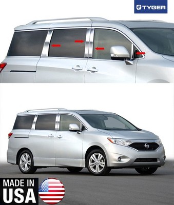 TYGER For 2011-2016 Nissan Quest 8PC W/Mirror Piece Stainless Steel Pillar Post