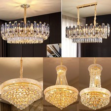 Luxury Empire Crystal Chandelier Retro Pendant Ceiling Light Villa Museum Duplex